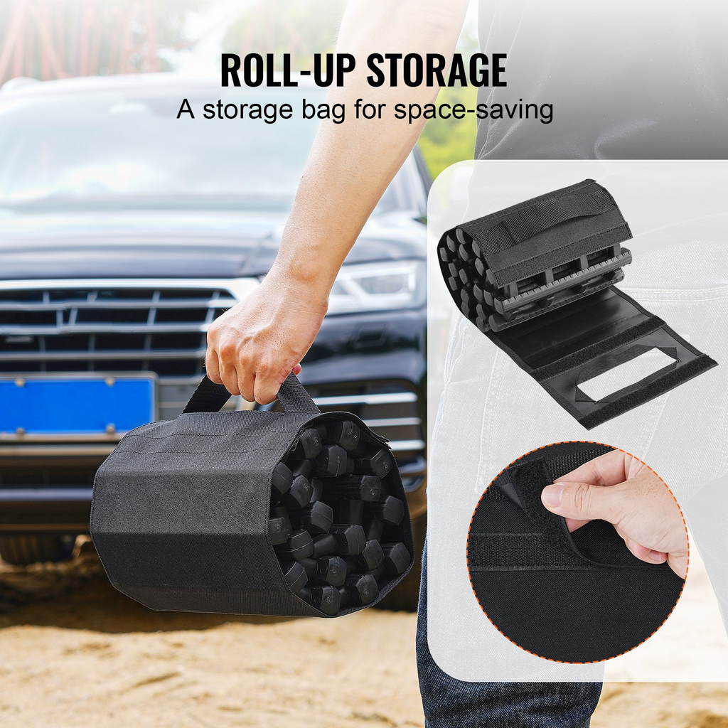VEVOR 2 piezas de tablas de tracción con TPR para bolsas de almacenamiento de arena nieve y barro cortas color negro