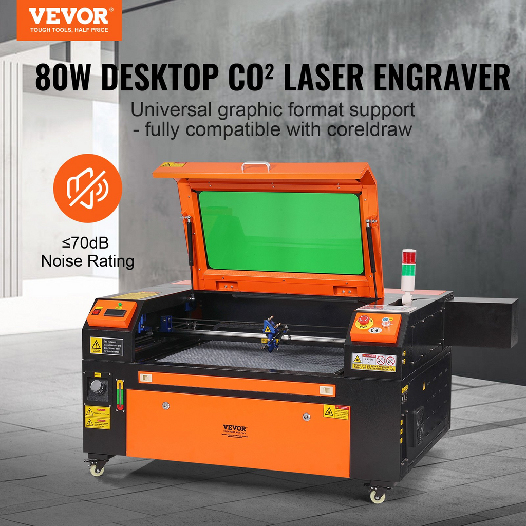 Grabador láser CO2 VEVOR de 80 W 20 x 28 pulgadas 19,7 IPS con asistencia de aire bidireccional compatible con LightBurn y otros programas para cortar madera acrílico tela y más