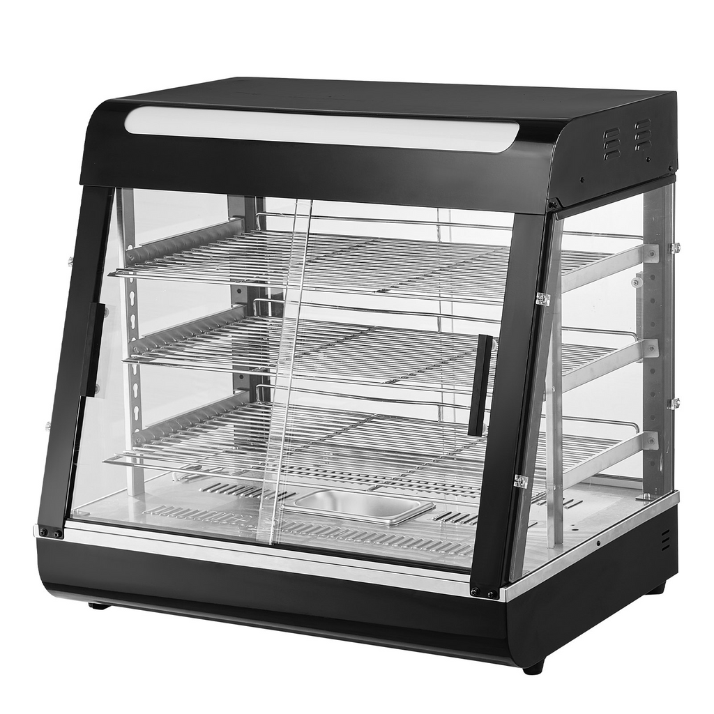 Vitrina para pizza con luz para mostrador con calentador de alimentos comercial de 3 niveles VEVOR