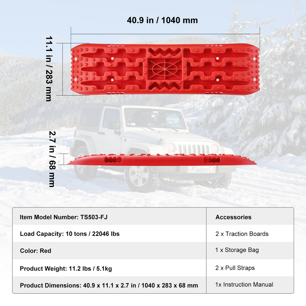 VEVOR 2 piezas de tablas de tracción con PP para barro nieve arena bolsa de almacenamiento larga roja