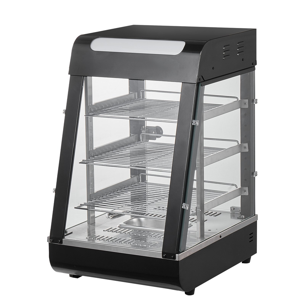 Vitrina para pizza con luz para mostrador con calentador de alimentos comercial de 3 niveles VEVOR