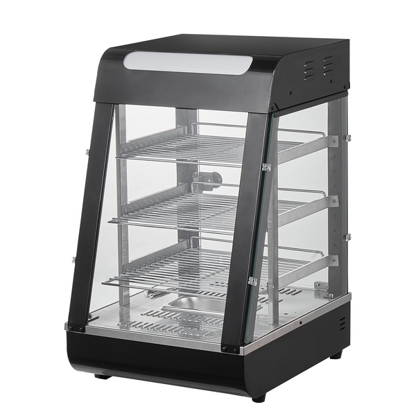 Vitrina para pizza con luz para mostrador con calentador de alimentos comercial de 3 niveles VEVOR