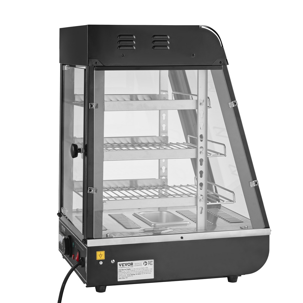 Vitrina para pizza con luz para mostrador con calentador de alimentos comercial de 3 niveles VEVOR