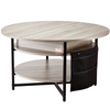 Mesa de centro elevable VEVOR de 35,3" redonda con cajones de almacenamiento, compartimentos ocultos y estante abierto para sala de estar,