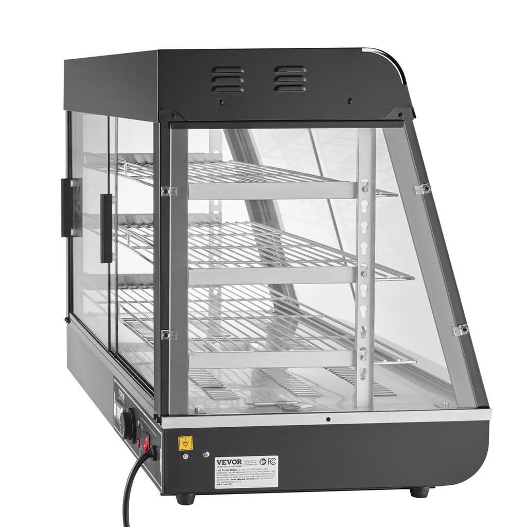 Vitrina para pizza con luz para mostrador con calentador de alimentos comercial de 3 niveles VEVOR