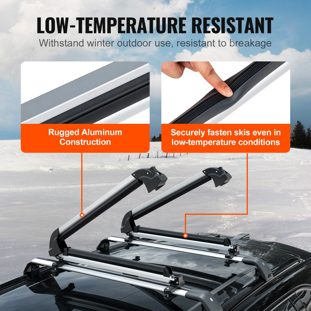 Portaesquís universal de techo para snowboard VEVOR de 31,7" para techo de coche con cerradura