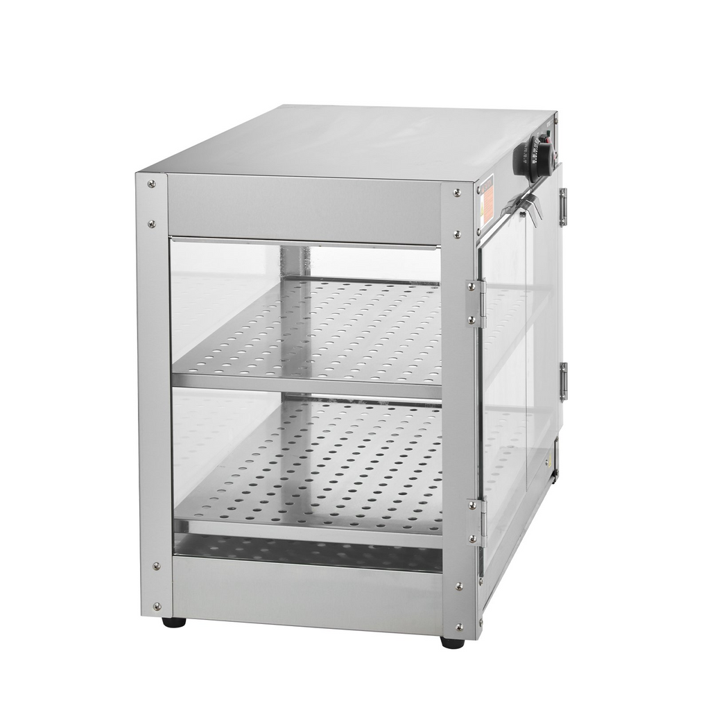 Vitrina para pizza con luz para mostrador con calentador de alimentos comercial de 2 niveles VEVOR