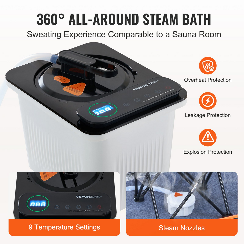 Tienda de sauna de vapor portátil VEVOR de tamaño completo 1600 W con silla