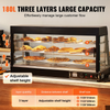 Vitrina para pizza con luz para mostrador con calentador de alimentos comercial de 3 niveles VEVOR