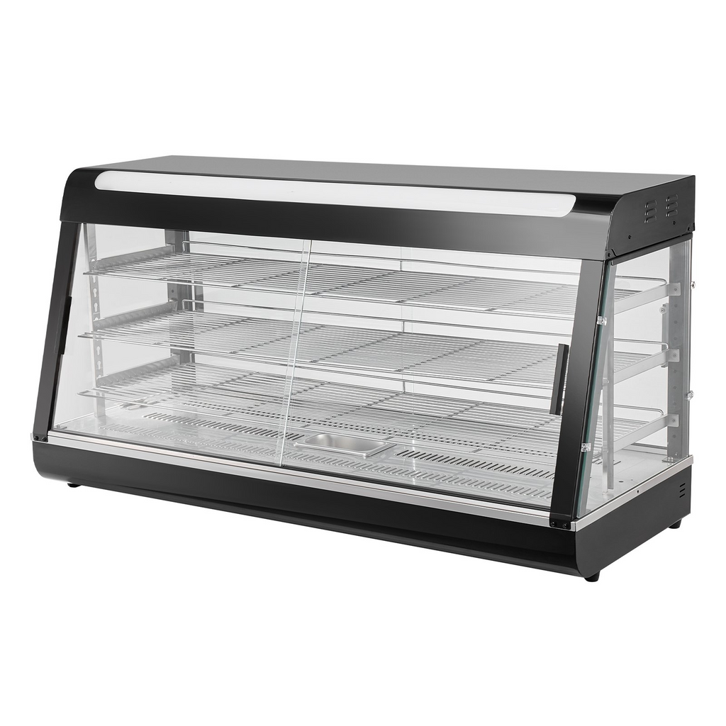 Vitrina para pizza con luz para mostrador con calentador de alimentos comercial de 3 niveles VEVOR