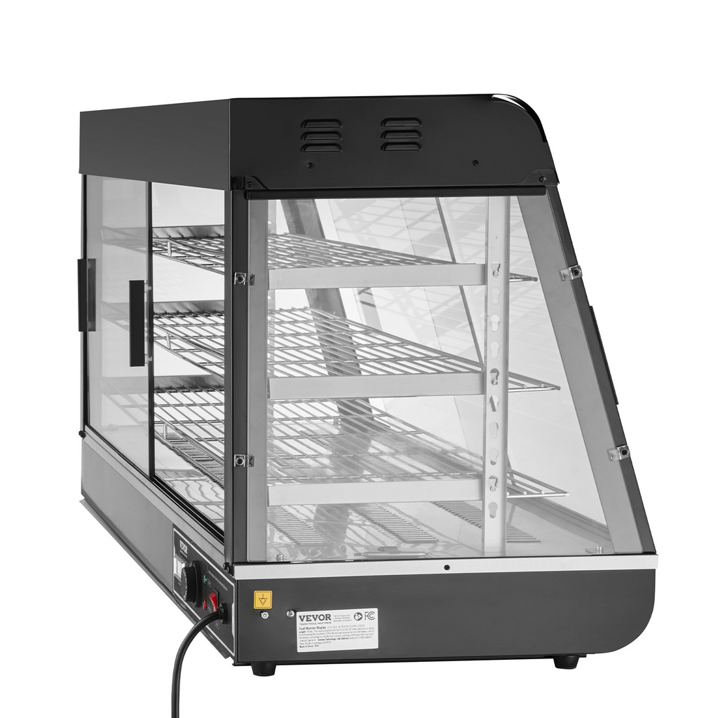 Vitrina para pizza con luz para mostrador con calentador de alimentos comercial de 3 niveles VEVOR