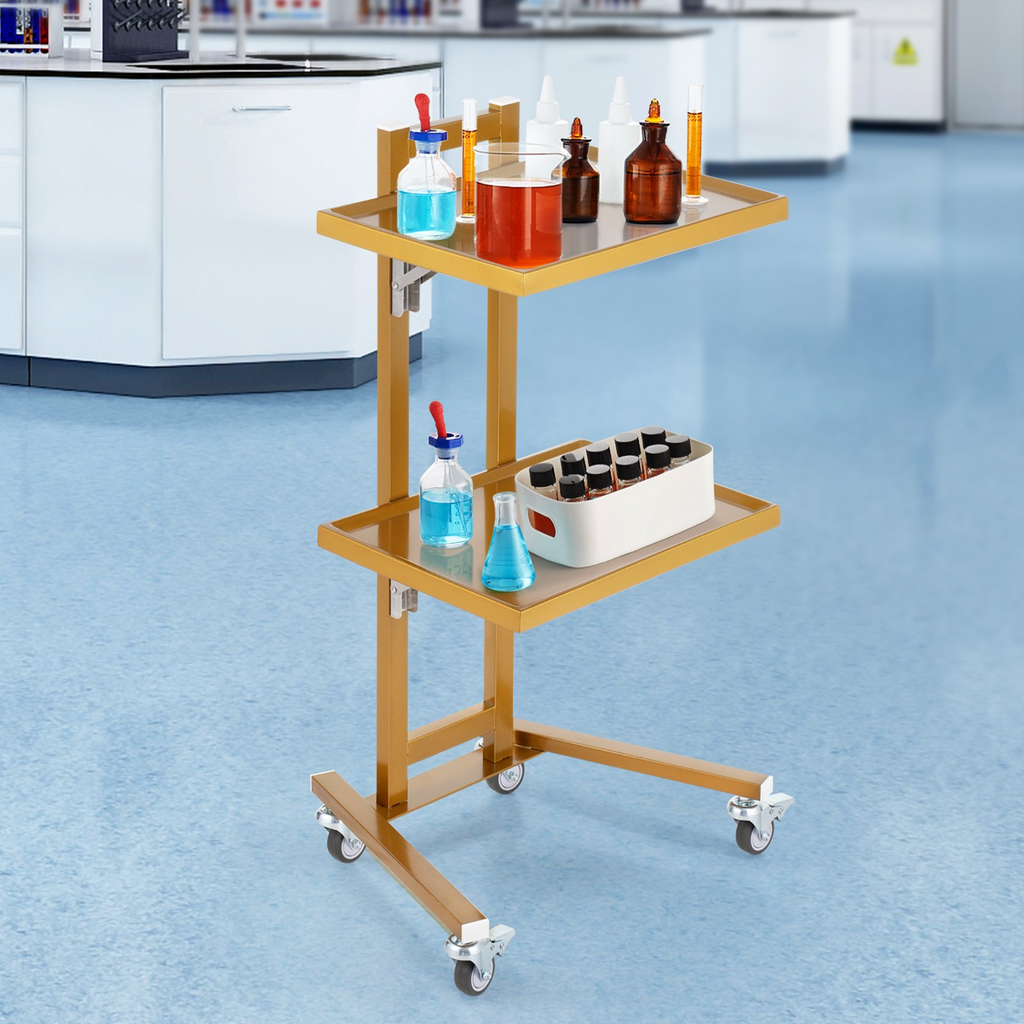 Carro de laboratorio acero inoxidable 2 niveles VEVOR 2 bandejas 4 ruedas