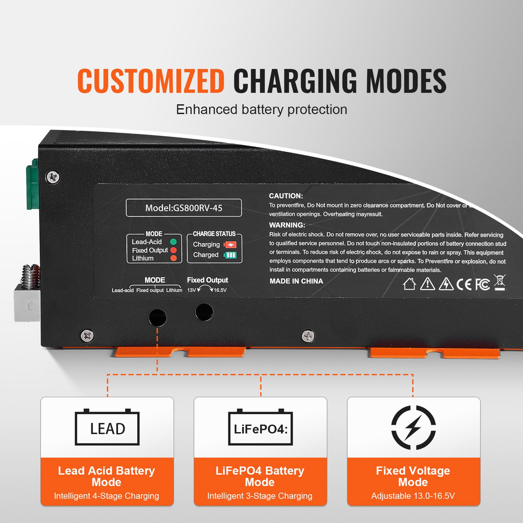 Convertidor de potencia para vehículos recreativos VEVOR de 45 amperios 110 V CA a 12 V CC cargador de batería