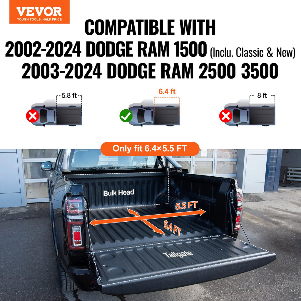 Cubierta de lona plegable cuádruple VEVOR para caja de camioneta