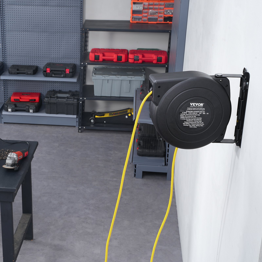 Carrete de cable de extensión retráctil 45 pies 12 AWG/3C
