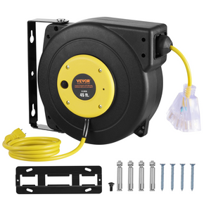 Carrete de cable de extensión retráctil 45 pies 12 AWG/3C