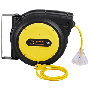 VEVOR - Carrete de cable de extensión retráctil 75 pies 14 AWG/3C