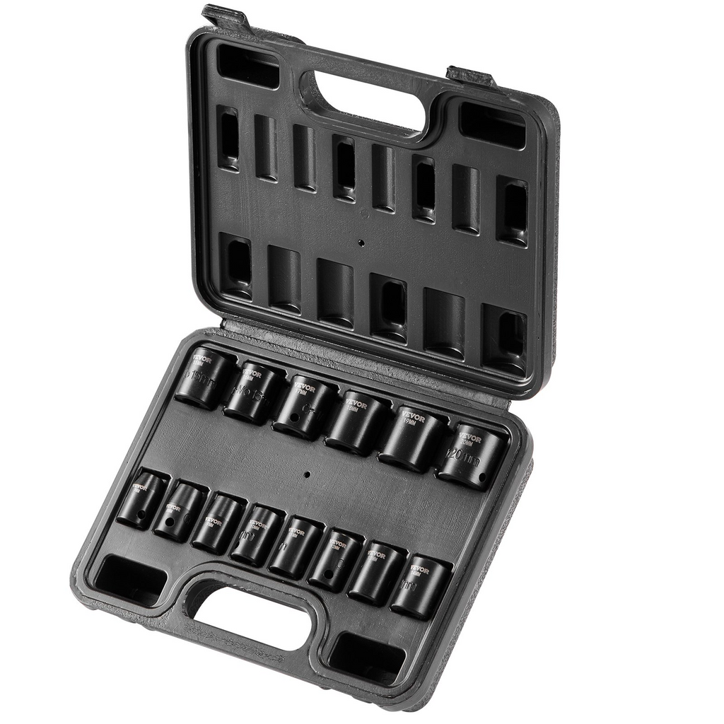 Juego de vasos de impacto VEVOR 14 piezas 6 puntas 3/8 in con trinquete estuche para herramientas