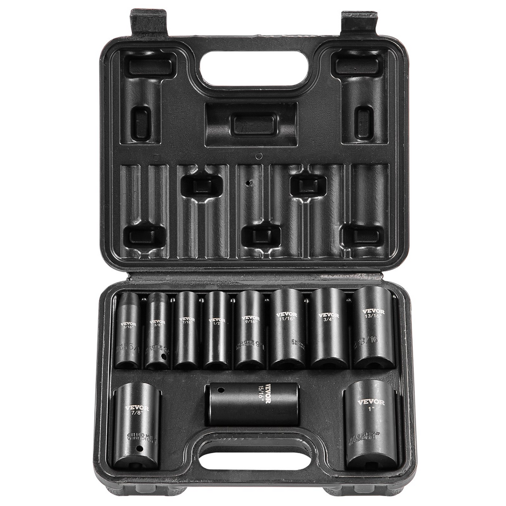 Juego de vasos de impacto VEVOR 11 piezas 6 puntas 3/8 pulgadas con trinquete