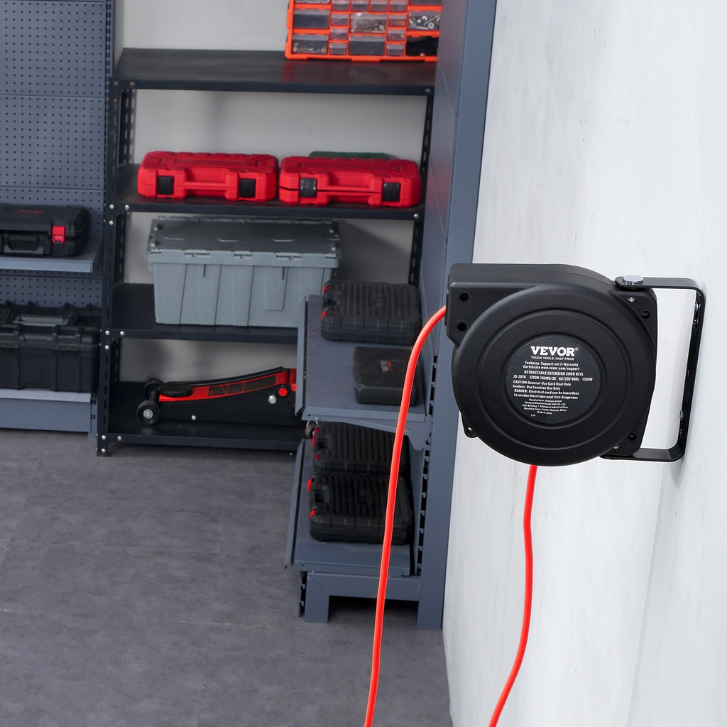 Carrete de cable de extensión retráctil 30 pies 16 AWG/3C