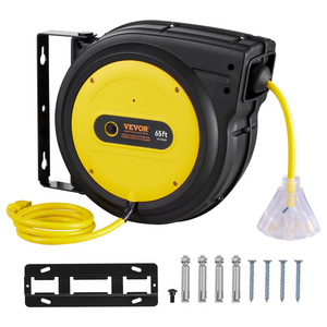 Carrete de cable de extensión retráctil 65 pies 12 AWG/3C