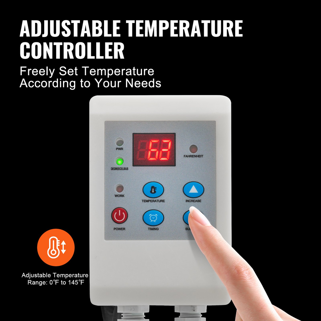 Calentador de bidón de metal de 55 galones VEVOR 1300 W 0-145 ℉ ajustable con termostato independiente