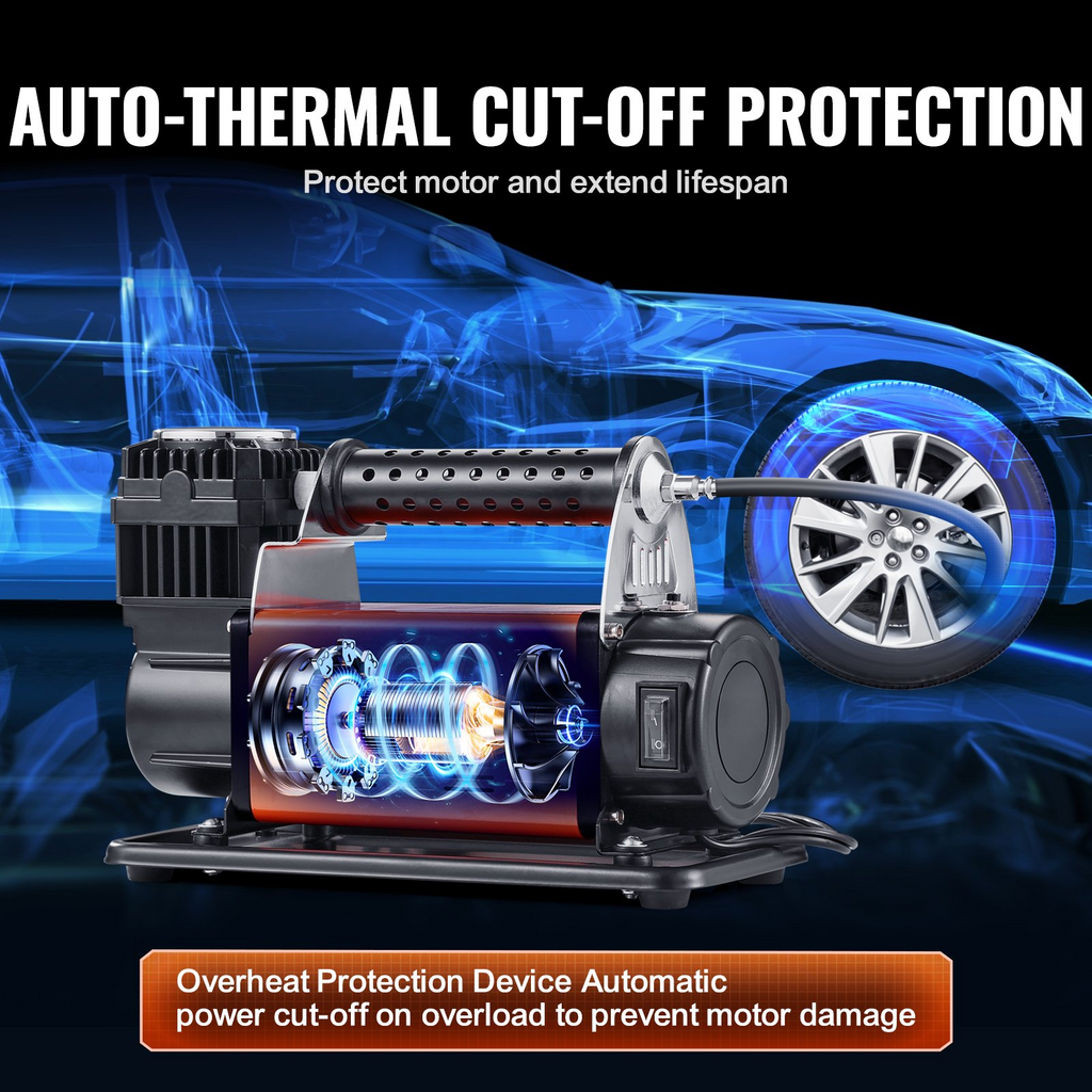Compresor de aire portátil de alta resistencia VEVOR de 12 V para inflar neumáticos de coche 7,06 CFM 150 PSI