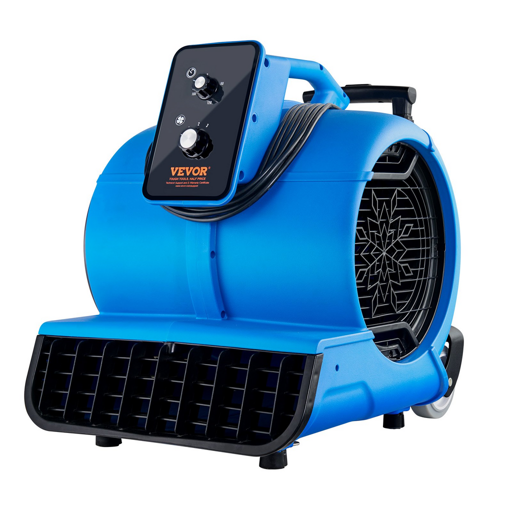 Soplador de piso VEVOR de 1560 RPM y 4000 CFM con 3 ángulos de soplado y 3 velocidades