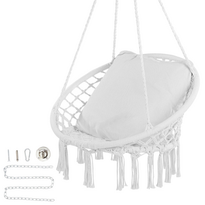 Silla colgante tipo hamaca VEVOR de macramé con cojín para interior y exterior