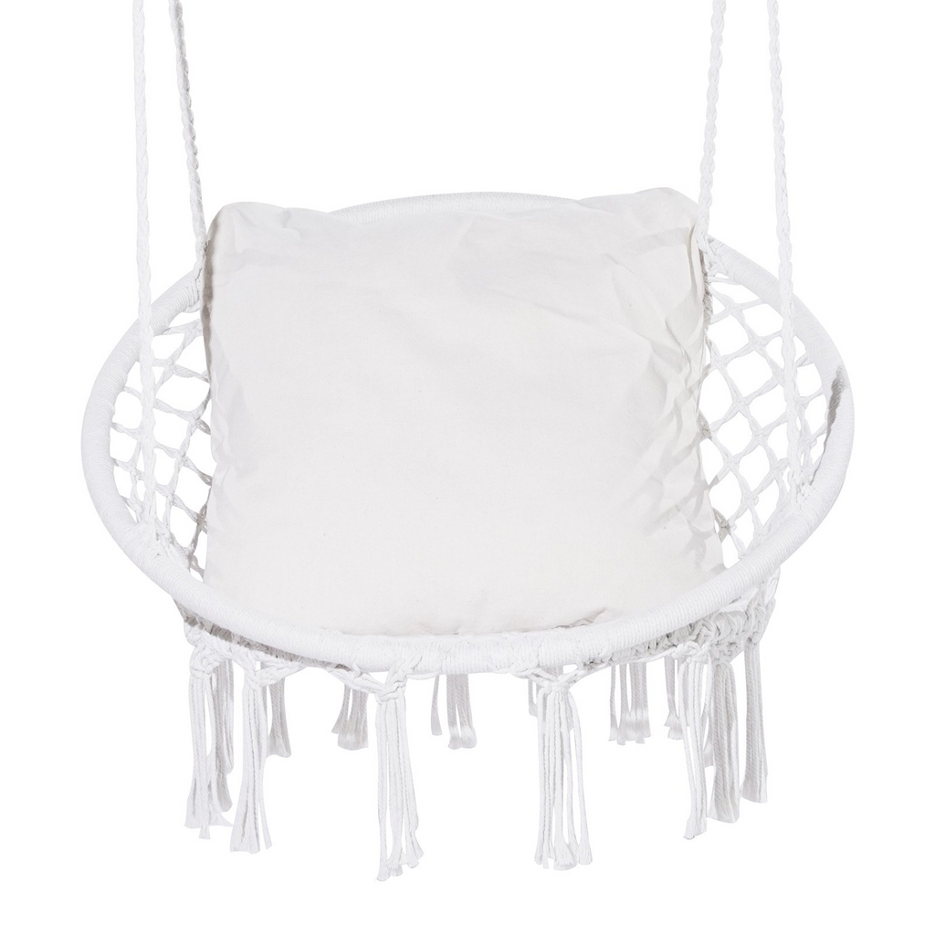 Silla colgante tipo hamaca VEVOR de macramé con cojín para interior y exterior