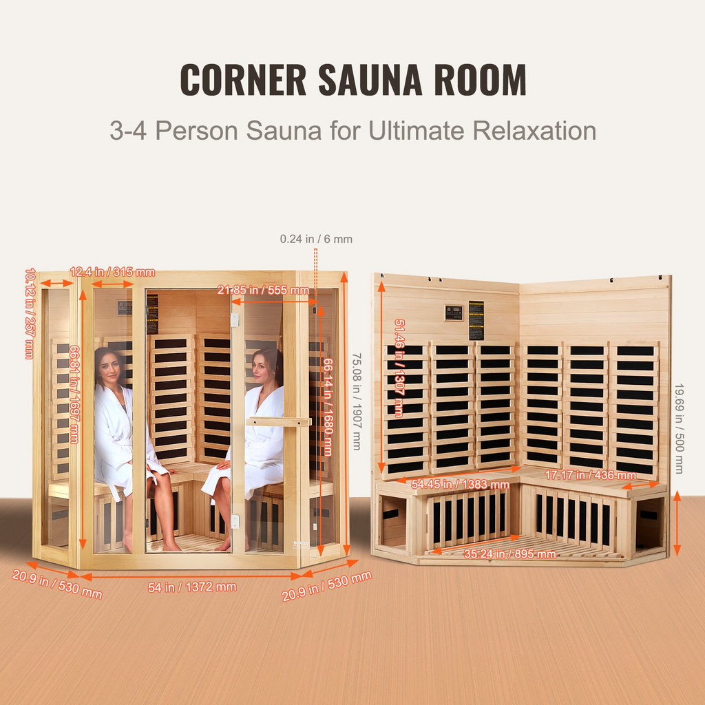 Sauna de madera con infrarrojos lejanos VEVOR 2470 W