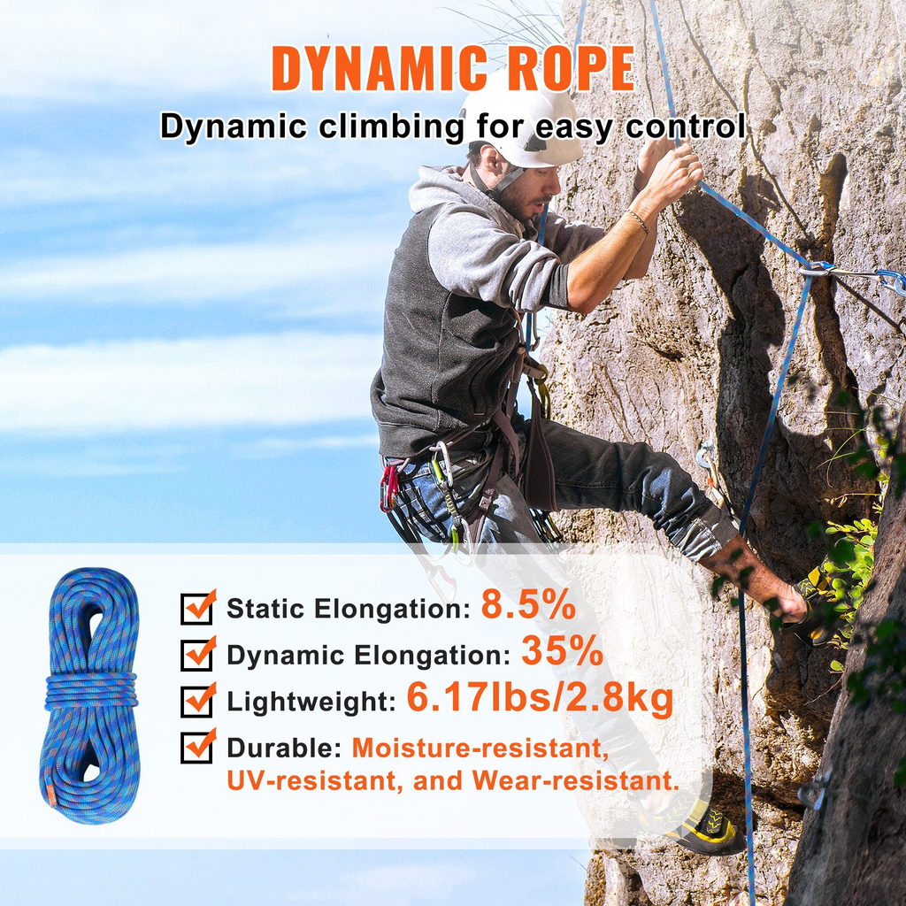 Cuerda de escalada dinámica VEVOR de 10,2 mm 40 m (131 pies)