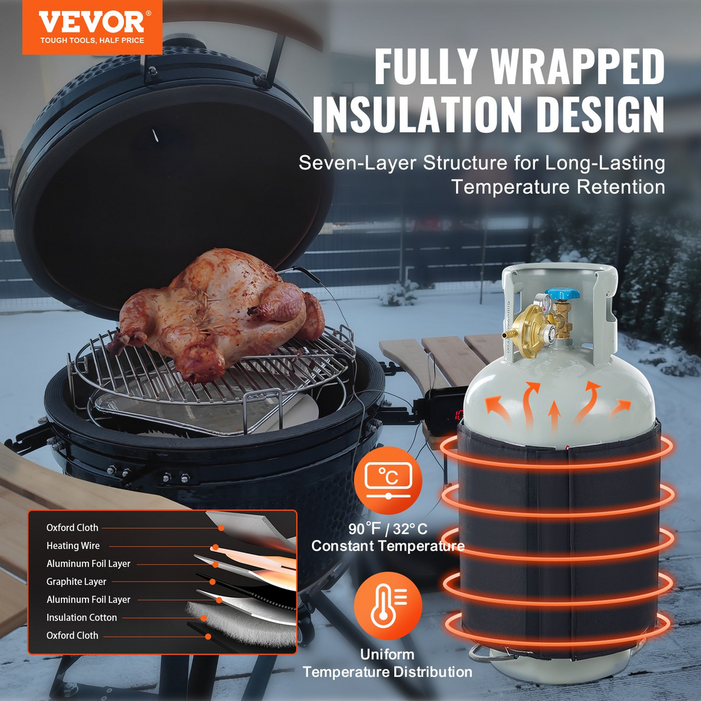 Calentador de cilindros de gas estilo banda aislante VEVOR para tanques de gas de 40 libras 120 W 90 ℉