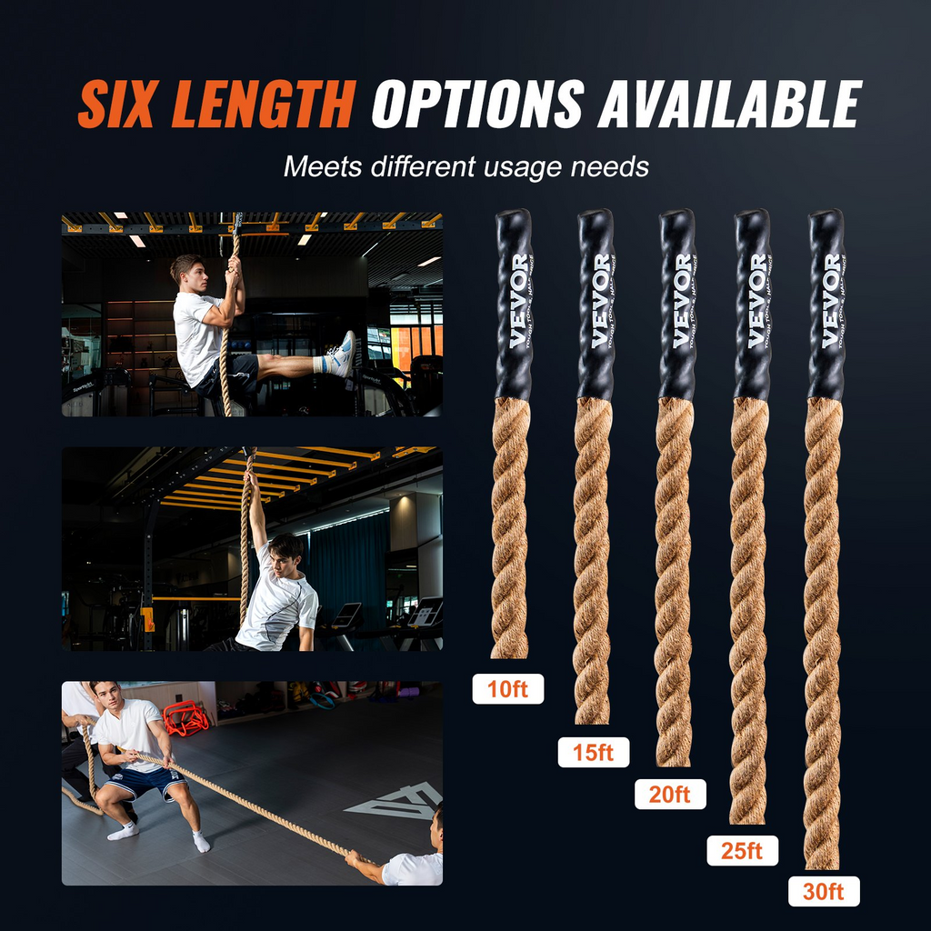 Cuerda de escalada para gimnasio VEVOR de 1,5 x 15 pies