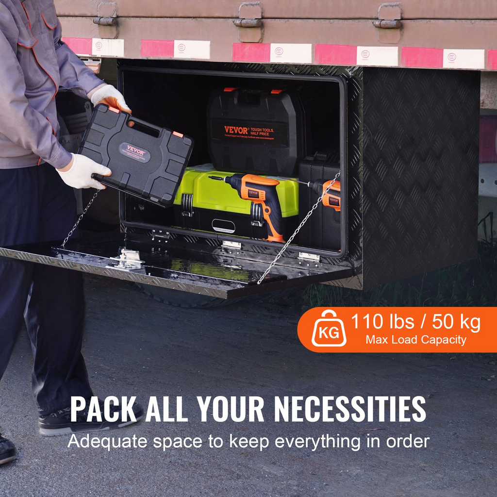 VEVOR Caja de herramientas de aluminio para debajo de la carrocería de camión 48" x 17" x 18"