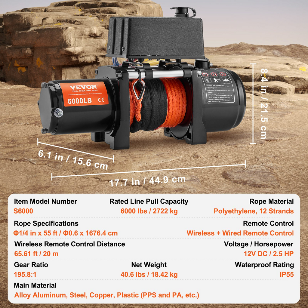 Cabrestante eléctrico VEVOR para camión 6000 lb