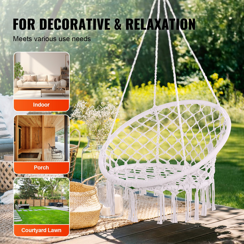 Silla colgante de macramé para interior y exterior capacidad 150kg