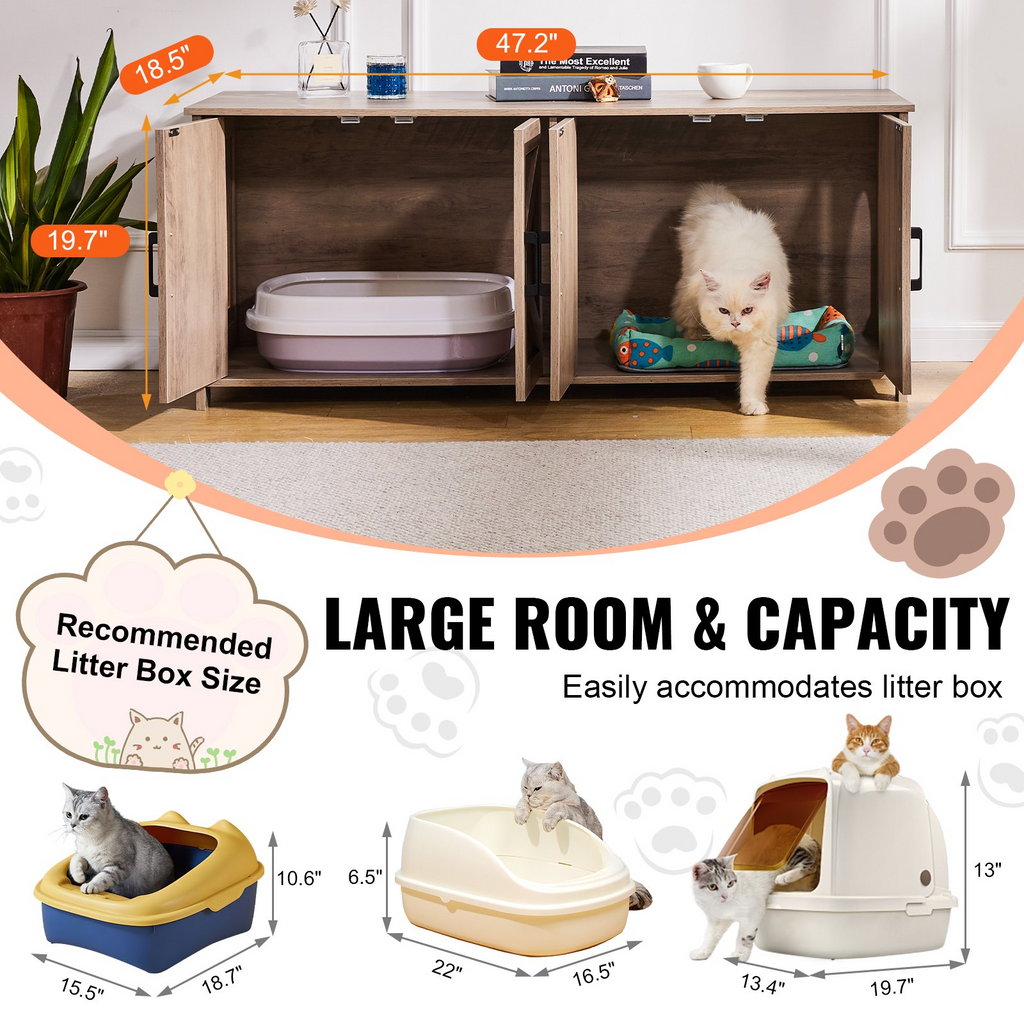 Caja de arena para gatos de madera muebles ocultos 2 habitaciones