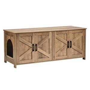 Caja de arena para gatos de madera muebles ocultos 2 habitaciones