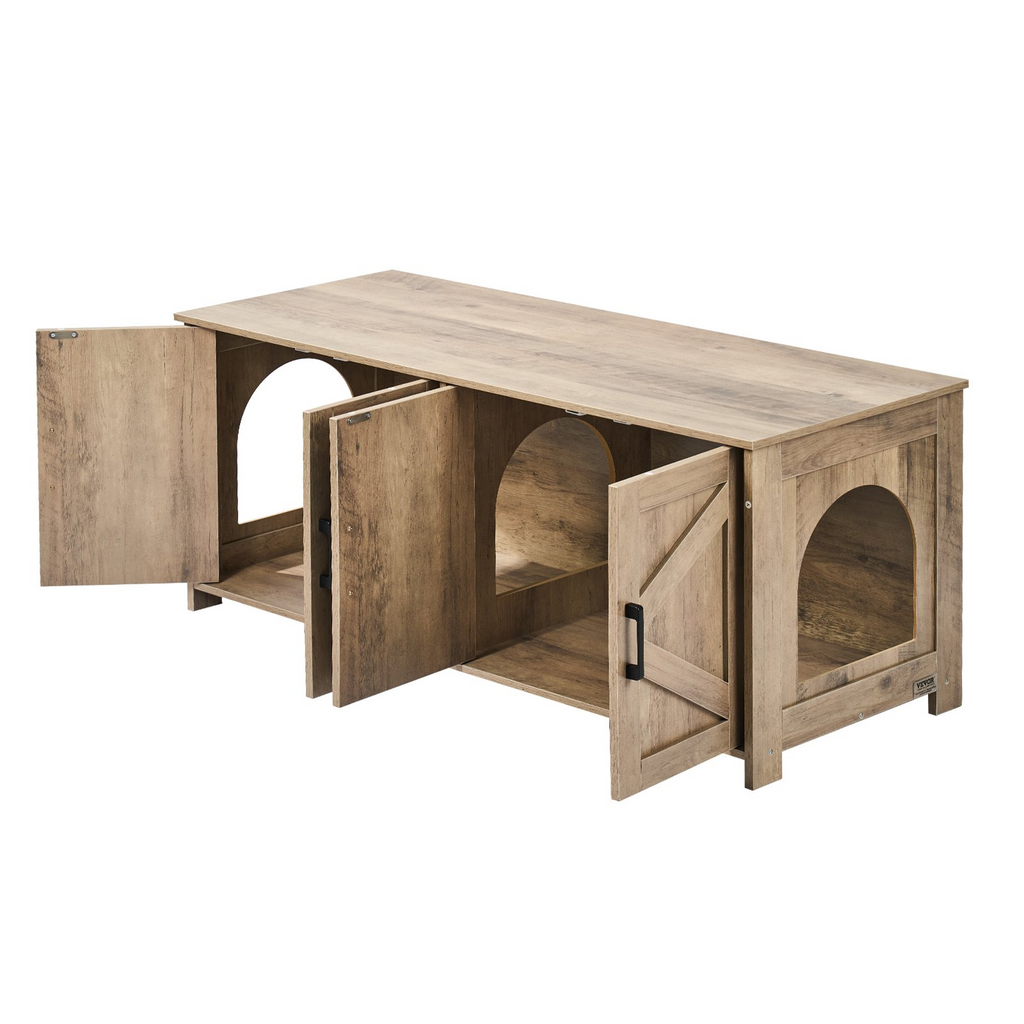 Caja de arena para gatos de madera muebles ocultos 2 habitaciones