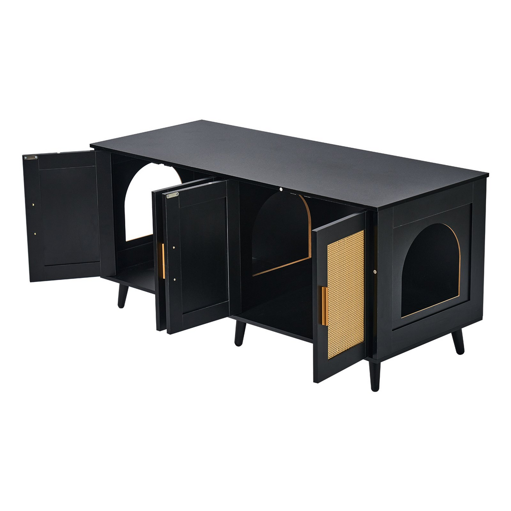 VEVOR Caja de arena para gatos de madera con 2 compartimentos ocultos
