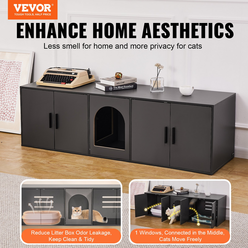 Caja de arena para gatos VEVOR mueble de 57,9"