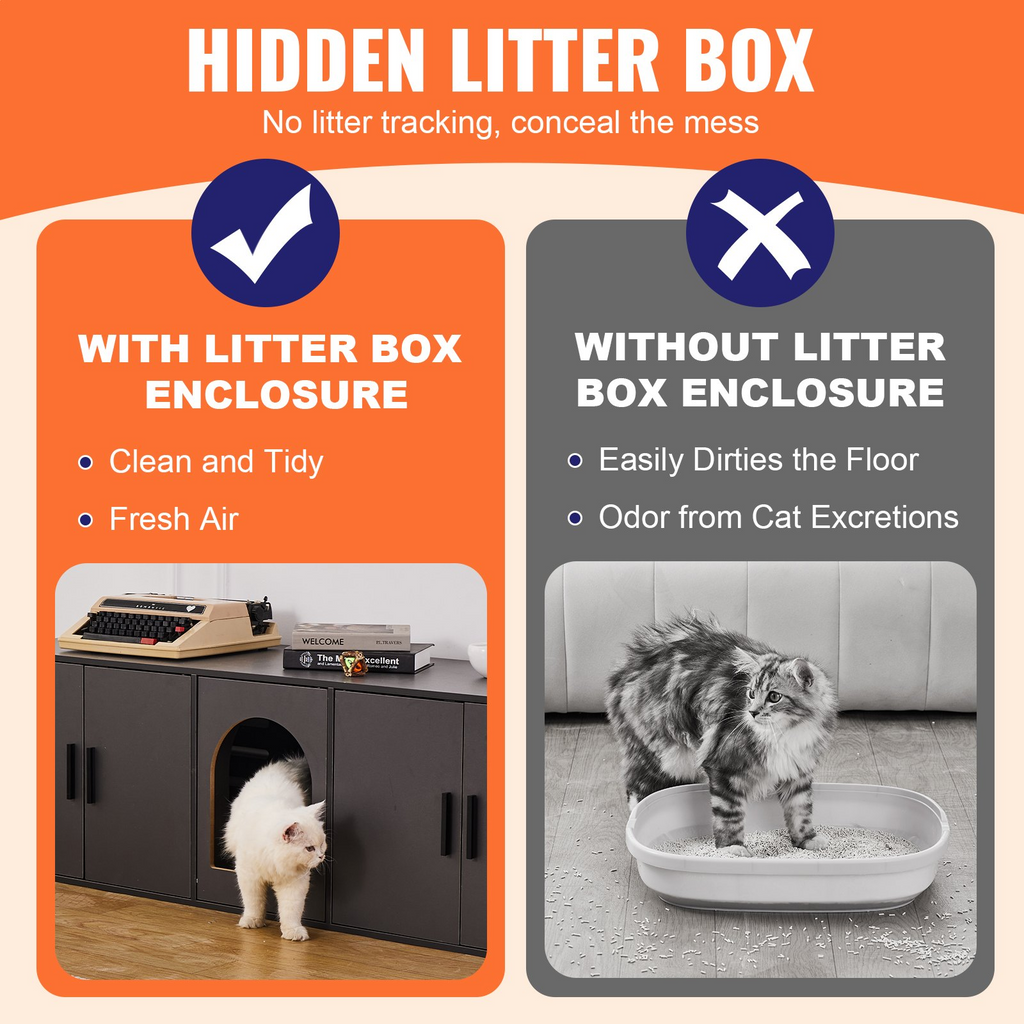 Caja de arena para gatos VEVOR mueble de 57,9"