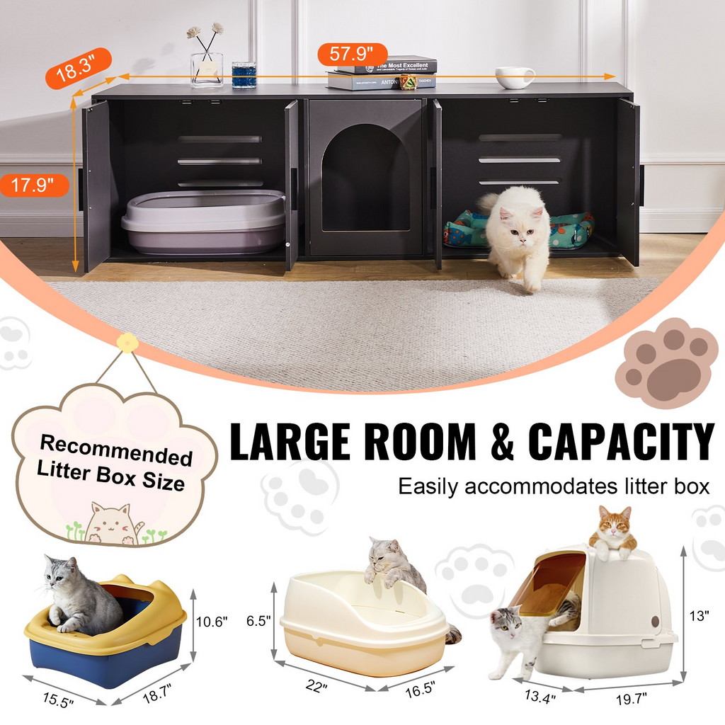 Caja de arena para gatos VEVOR mueble de 57,9"