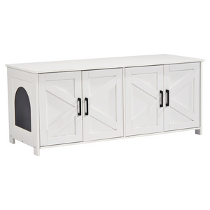 VEVOR Caja de arena para gatos de madera con 2 compartimentos ocultos color blanco