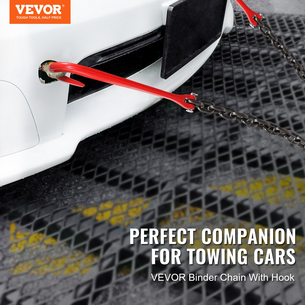 VEVOR 3/8" x 3' G80 Cadena de remolque Gancho en J Cadena en V 15600 lbs