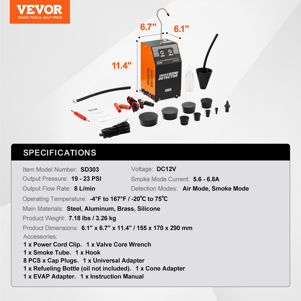 Detector de fugas de humo para máquina de automoción VEVOR