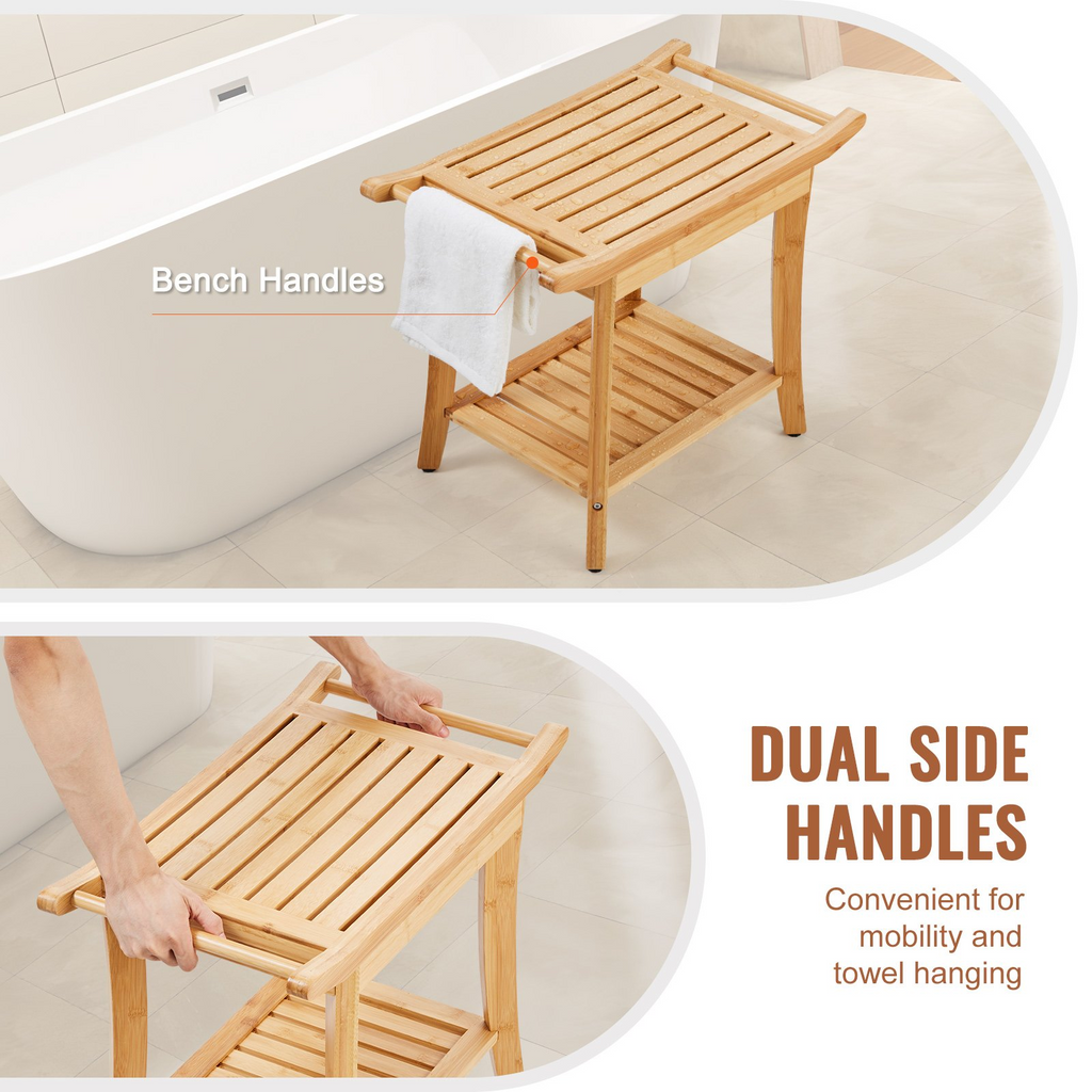 Banco de ducha de bambú VEVOR de 24 x 13,8 x 18,9 pulgadas