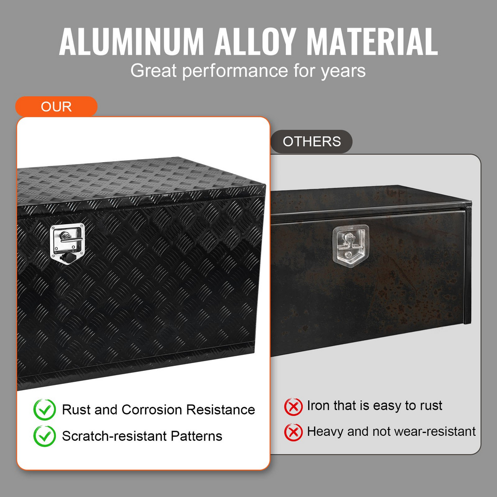 VEVOR Caja de herramientas de aluminio para debajo de la carrocería de camión 60" x 24" x 24"
