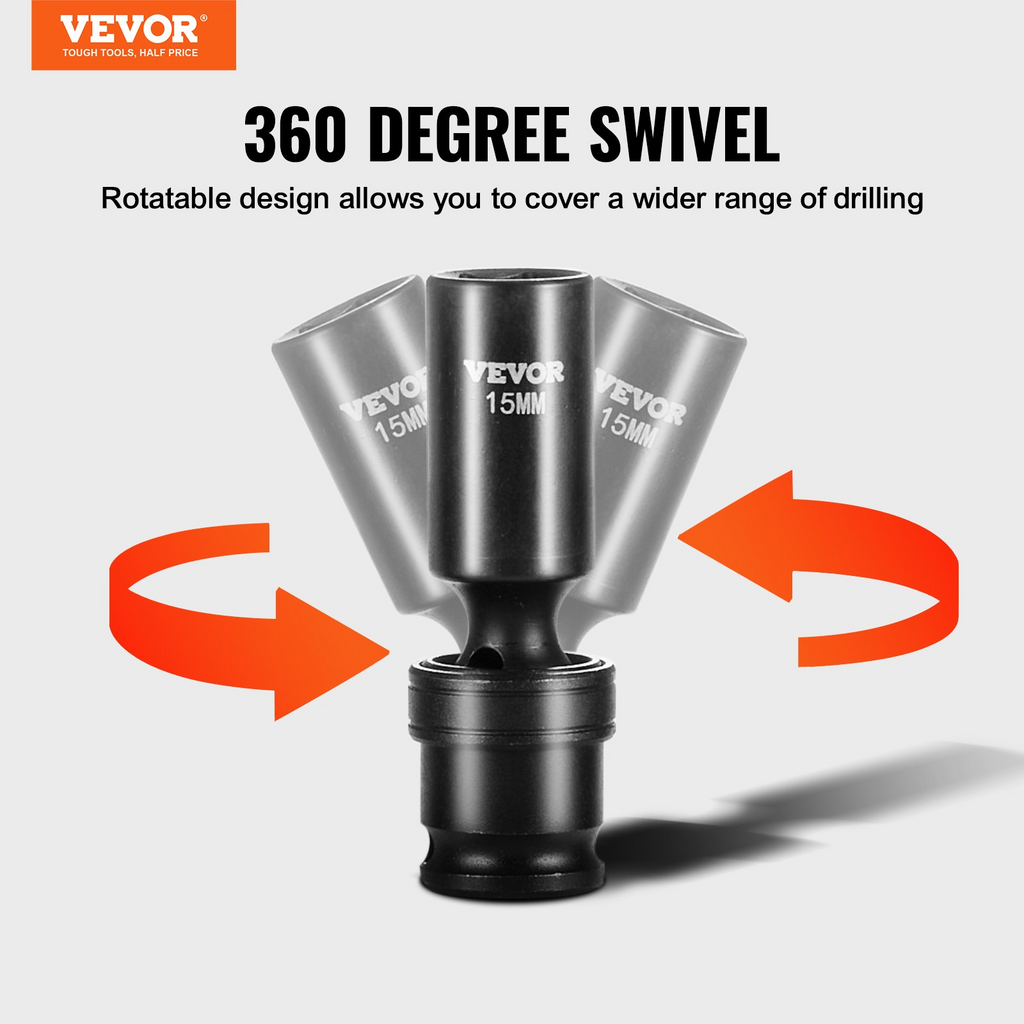 Juego de vasos de impacto giratorios de 360 grados VEVOR 14 piezas con impulsión de 3/8 pulg.